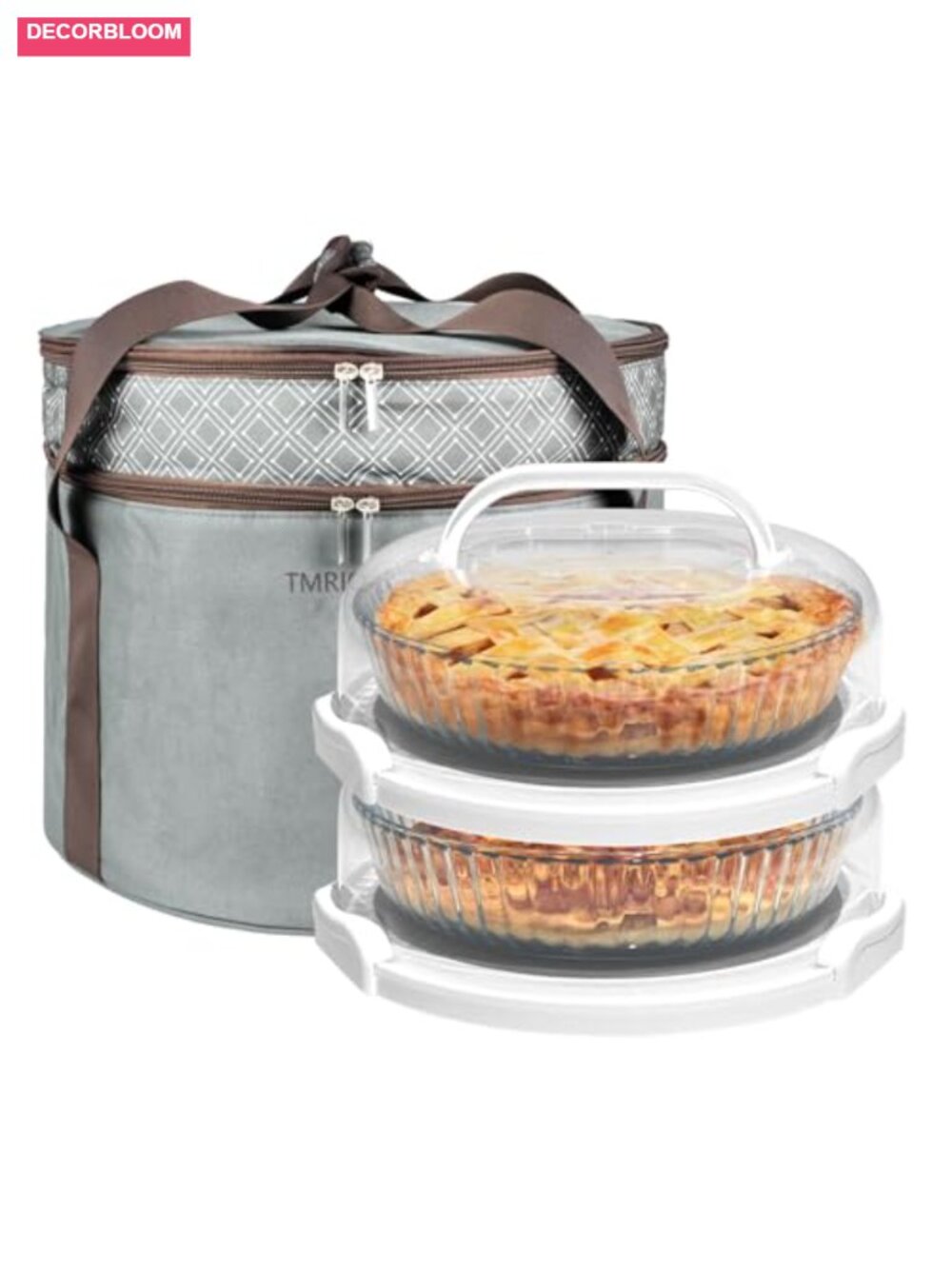2 Pack Pie Carrier with Lids and Handles, Insulated Bags and Non-Slip Pads